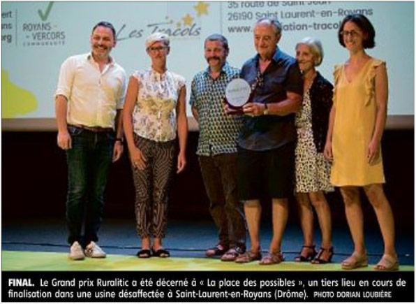 Remise du Grand Prix du Jury, Ruralitic 2019 à l'association les Tracols pour le projet la Place des Possibles